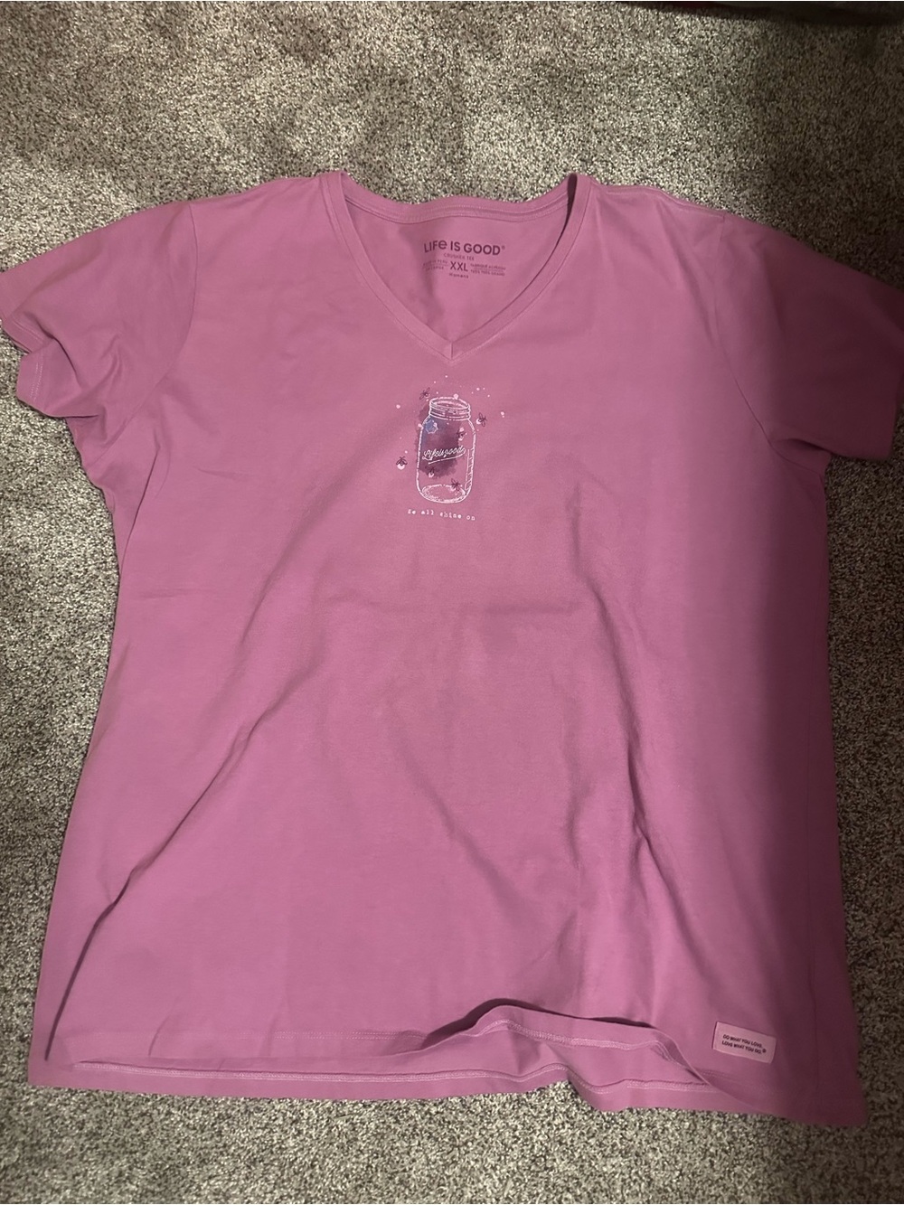 Life Is Good Women's V-Neck Crusher Tee in Rose Pink